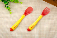 Baby Temperature Safety Silicone Sensing Spoon and Fork,