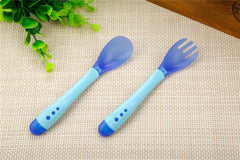 Baby Temperature Safety Silicone Sensing Spoon and Fork,